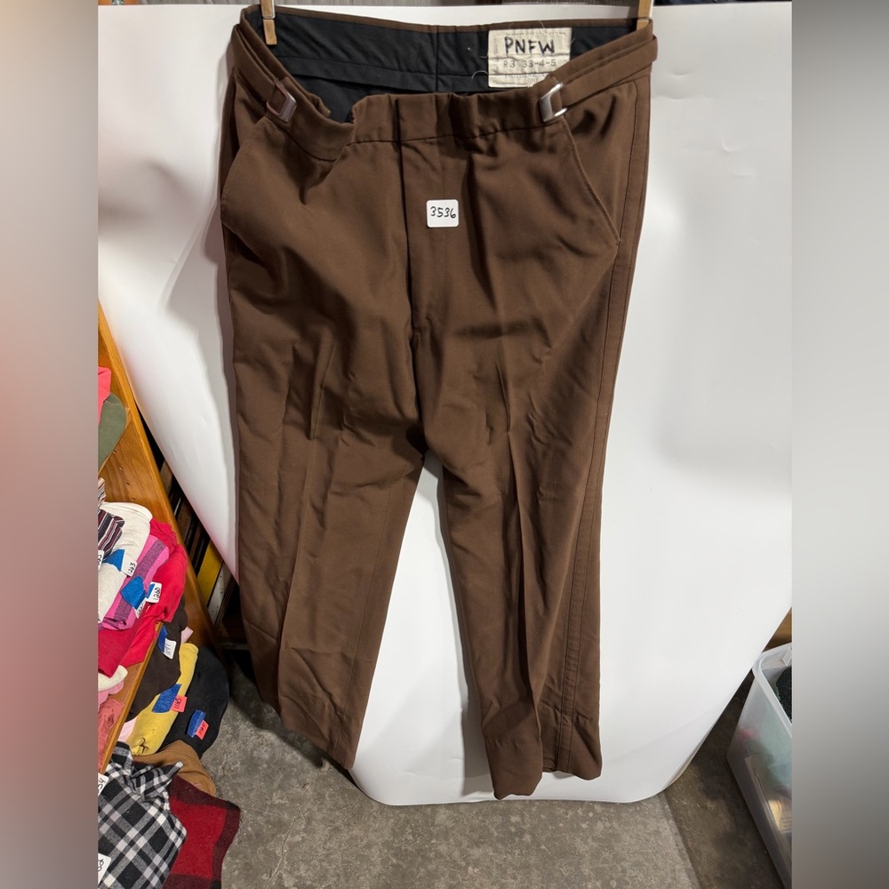 #3536-Vintage After Six Men's Brown Dress Chinos with Side Adjusters
